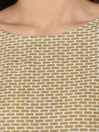 Blue & Beige Printed 3/4Th Sleeve Cotton Tiered Anarkali Kurta | LASVINI - Redefining Indian Fashion with Elegance