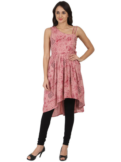 Off-White Printed Sleevless Rayon Anarkali Kurta | LASVINI - Redefining Indian Fashion with Elegance