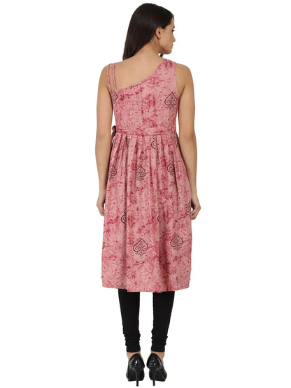 Off-White Printed Sleevless Rayon Anarkali Kurta | LASVINI - Redefining Indian Fashion with Elegance