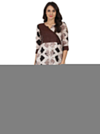 Black Printed 3/4Th Sleeve Cotton Slub Angrakha Kurta | LASVINI - Redefining Indian Fashion with Elegance