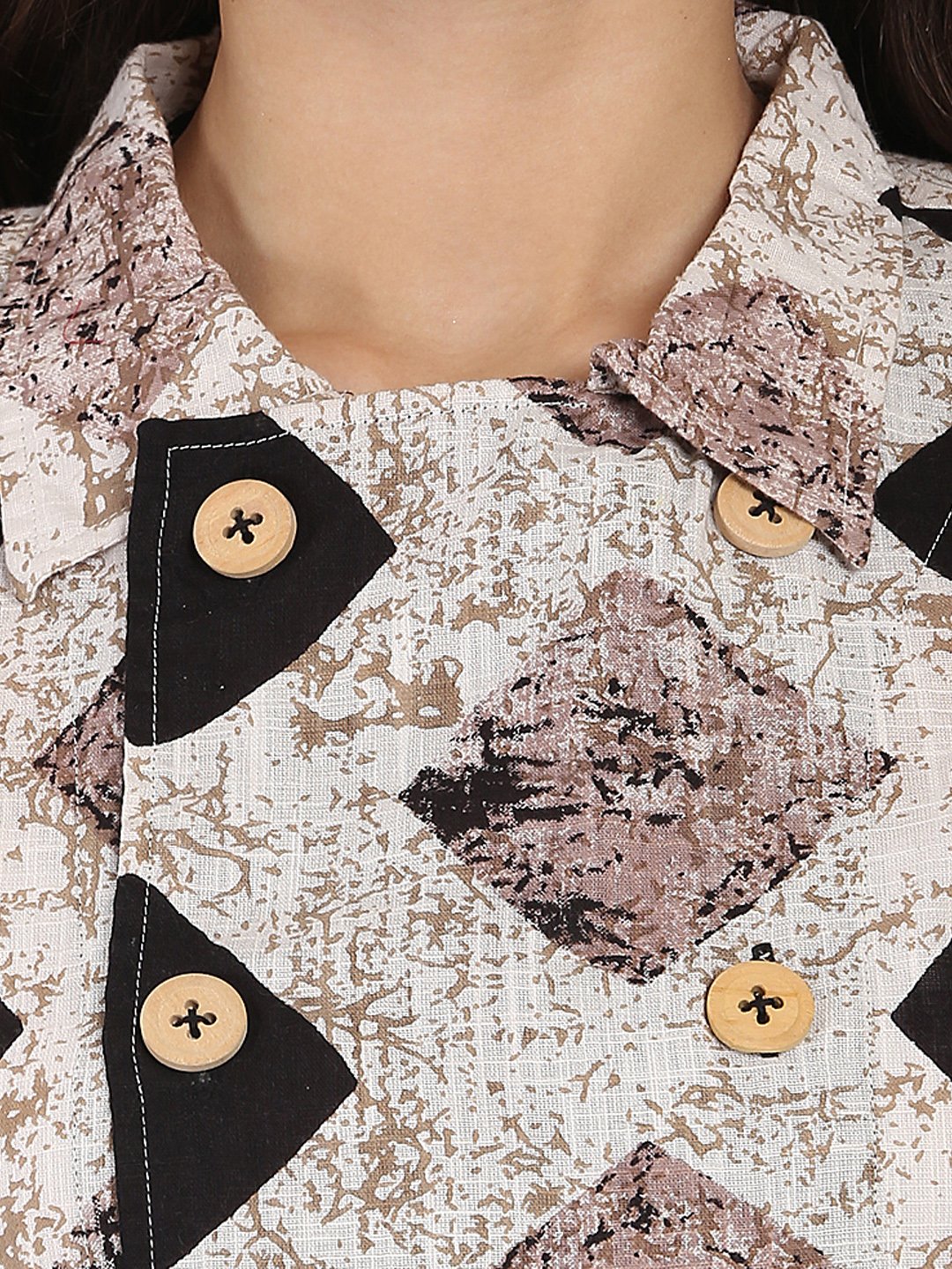 Black Printed Sleeveless Cotton A-Line Kurta | LASVINI - Redefining Indian Fashion with Elegance