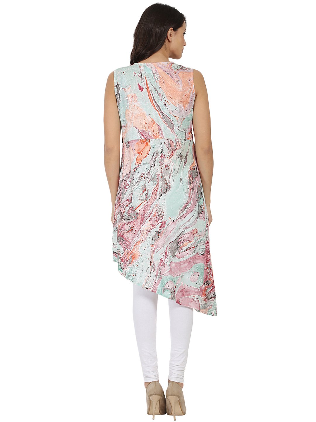 Multi Printed 3/4Th Sleeve Cotton Marble  Kurta With Yoke Design | LASVINI - Redefining Indian Fashion with Elegance