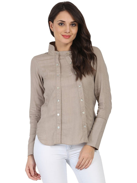 Light Grey Full Sleeve Rayon Slub Tunic | LASVINI - Redefining Indian Fashion with Elegance