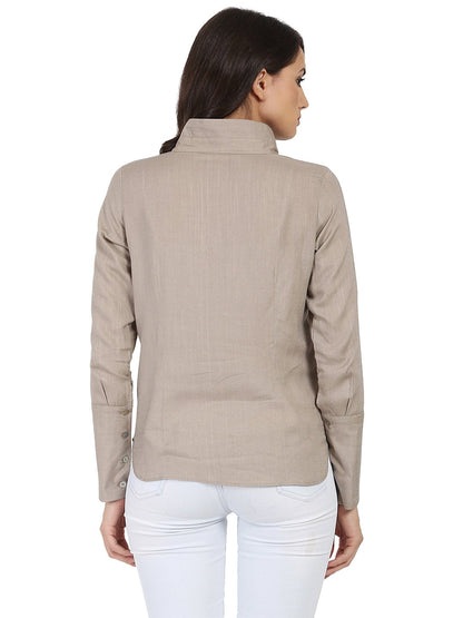 Light Grey Full Sleeve Rayon Slub Tunic | LASVINI - Redefining Indian Fashion with Elegance