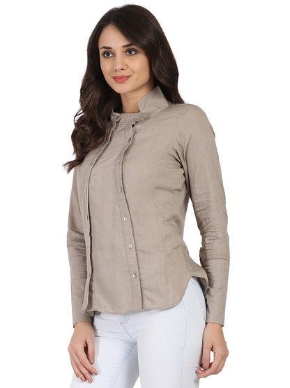 Light Grey Full Sleeve Rayon Slub Tunic | LASVINI - Redefining Indian Fashion with Elegance