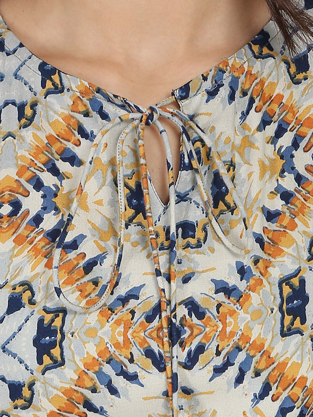 Blue Printed 3/4Th Sleeve Rayon Anarkali Kurta With Embroidery Work | LASVINI - Redefining Indian Fashion with Elegance