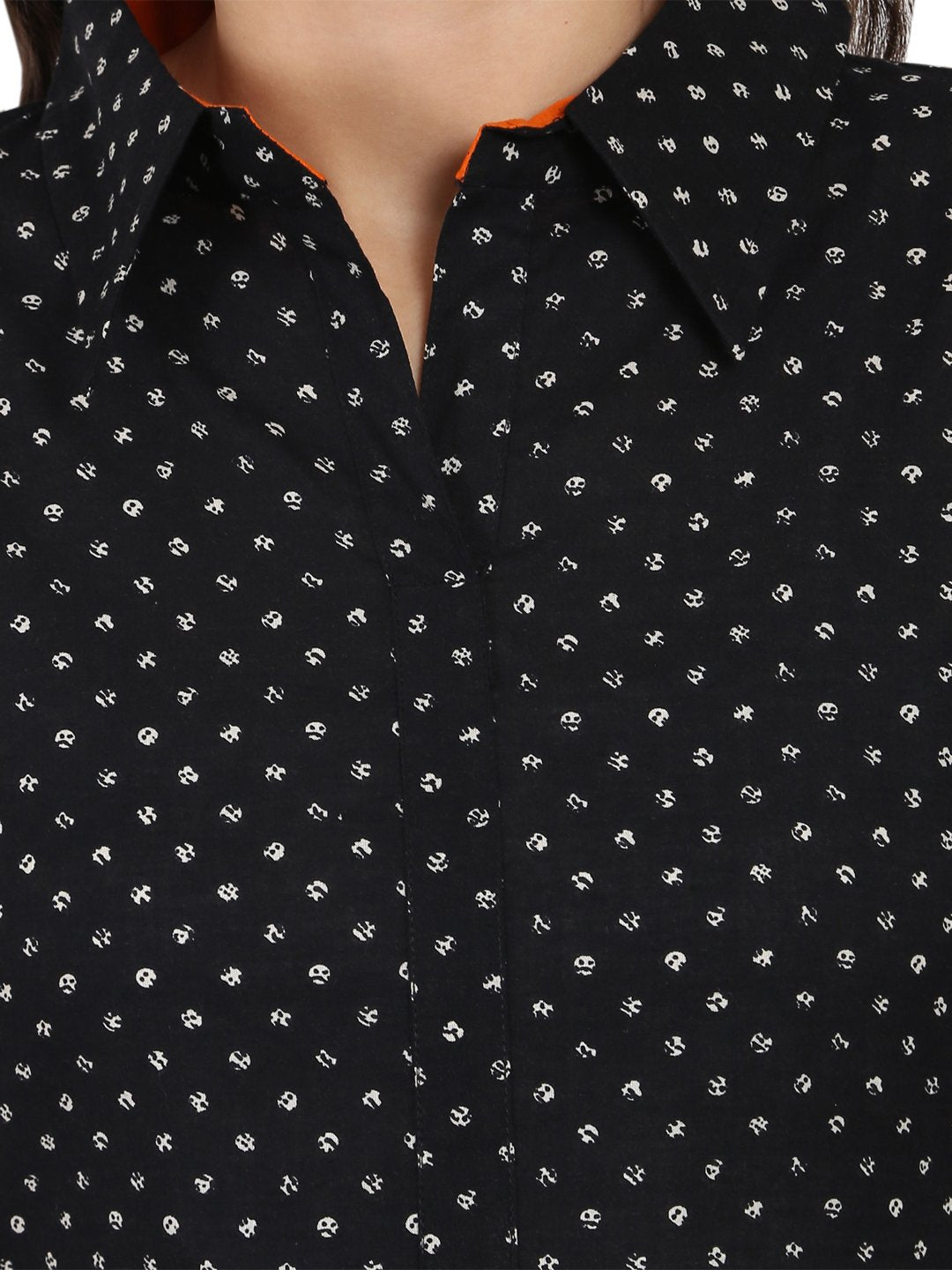 Black Printed 3/4Th Sleeve Pathani Shape Kurta | LASVINI - Redefining Indian Fashion with Elegance