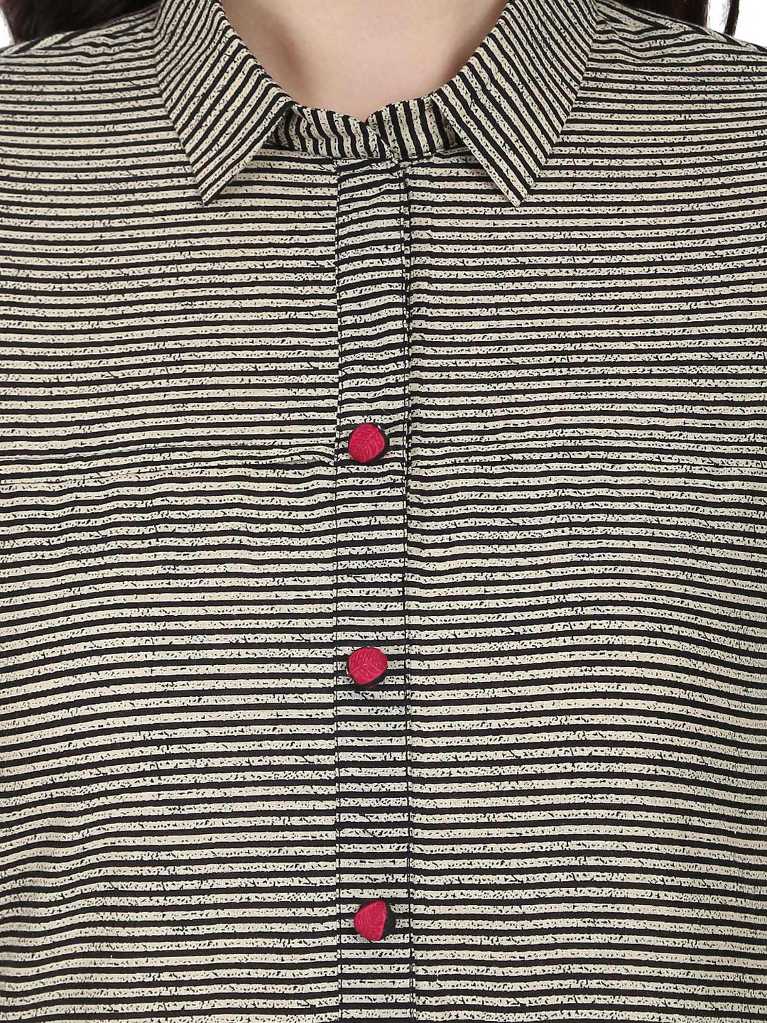 Black Printed Half Sleeve Cotton Long Kurta | LASVINI - Redefining Indian Fashion with Elegance