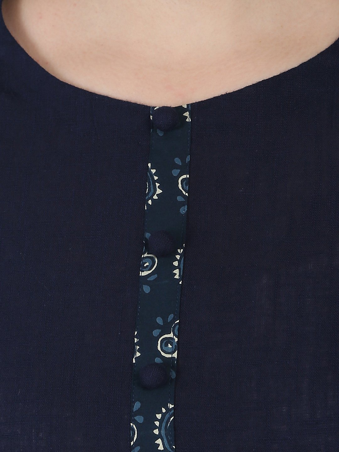 Blue Printed 3/4Th Sleeve Cotton Anarkali Kurta | LASVINI - Redefining Indian Fashion with Elegance