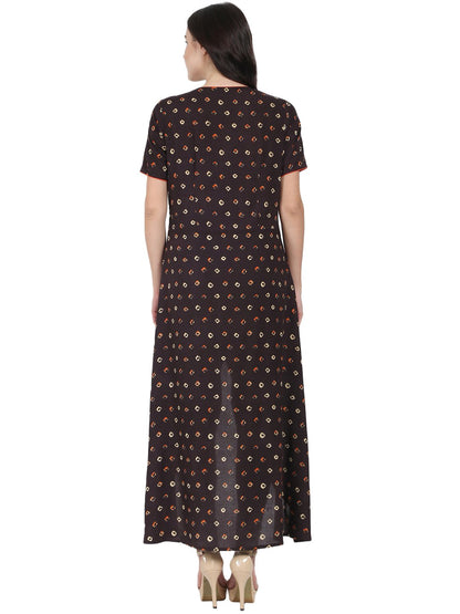 Coffee Brown Half Sleeve Rayon Angrakha Style Kurta | LASVINI - Redefining Indian Fashion with Elegance