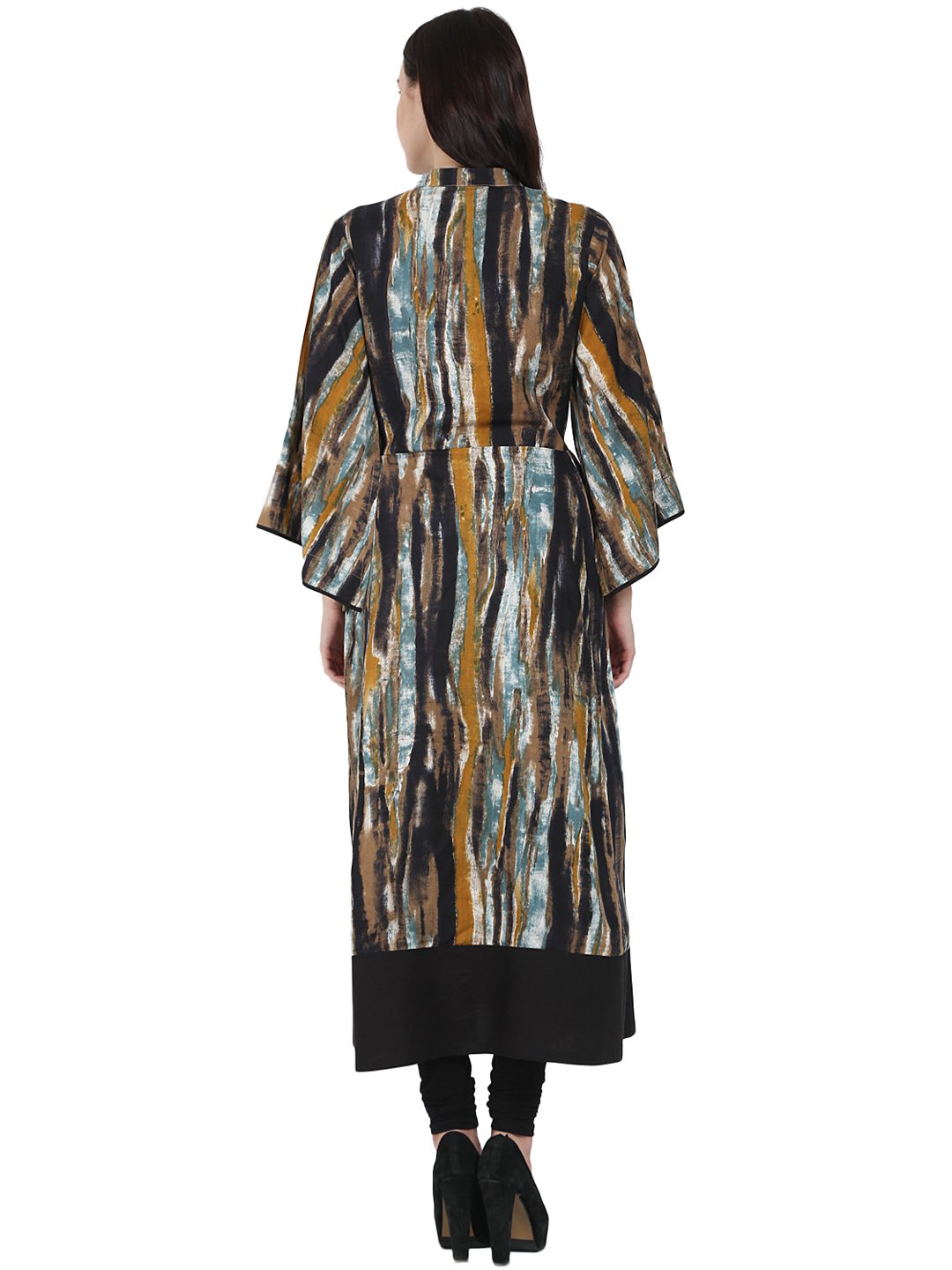 Multi Printed Full Sleeve Cotton Anarkali Kurta With Flared Sleeve | LASVINI - Redefining Indian Fashion with Elegance