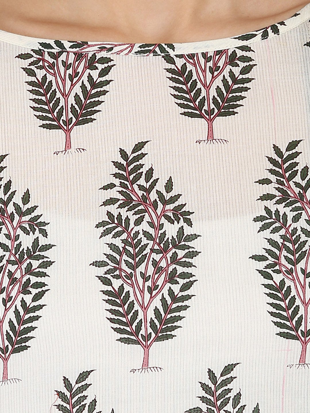 Off White Printed Half Sleeve Cotton Kurta | LASVINI - Redefining Indian Fashion with Elegance