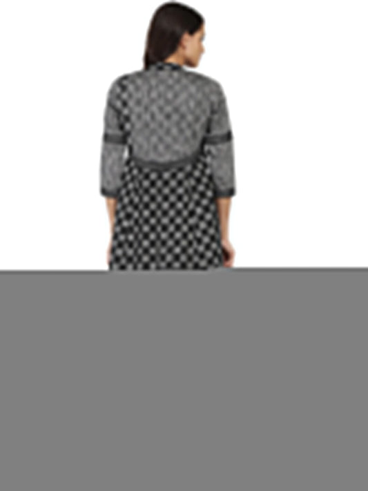 Black Printed Sleeveless South Cotton Anarkali  Kurta With 3/4Th Sleeve Jacket | LASVINI - Redefining Indian Fashion with Elegance