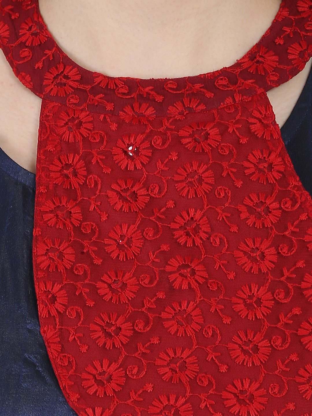 Blue Sleeveless Poly Dupion Long Anarkali Kurta With Yoke Design | LASVINI - Redefining Indian Fashion with Elegance