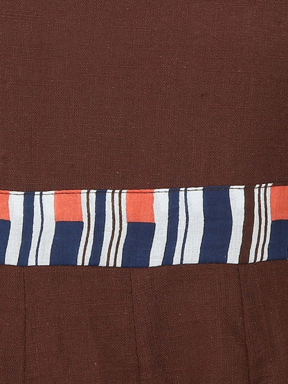 Coffee Brown 3/4Th Sleeve Cotton Slub Anarkali Kurta | LASVINI - Redefining Indian Fashion with Elegance