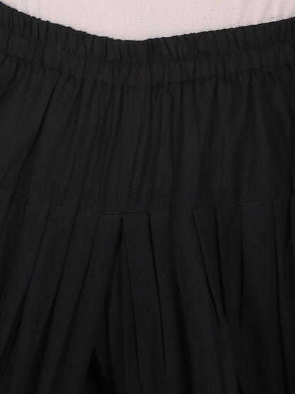 Grey Printed Half Sleeve Anarkali Kurta With Black Ankle Length Dhoti | LASVINI - Redefining Indian Fashion with Elegance