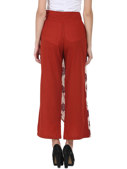 Maroon Printed Cotton Ankle Length Palazzo | LASVINI - Redefining Indian Fashion with Elegance