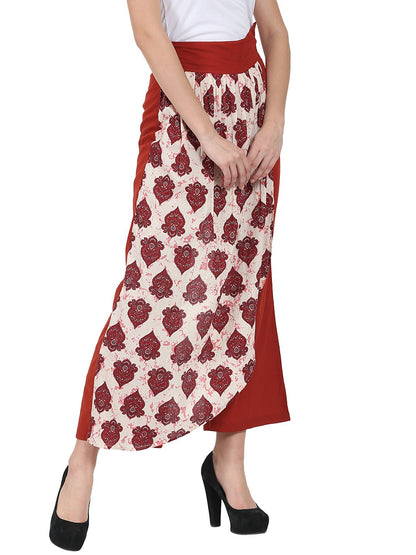 Solid Maroon Cotton Ankle Length Palazzo | LASVINI - Redefining Indian Fashion with Elegance