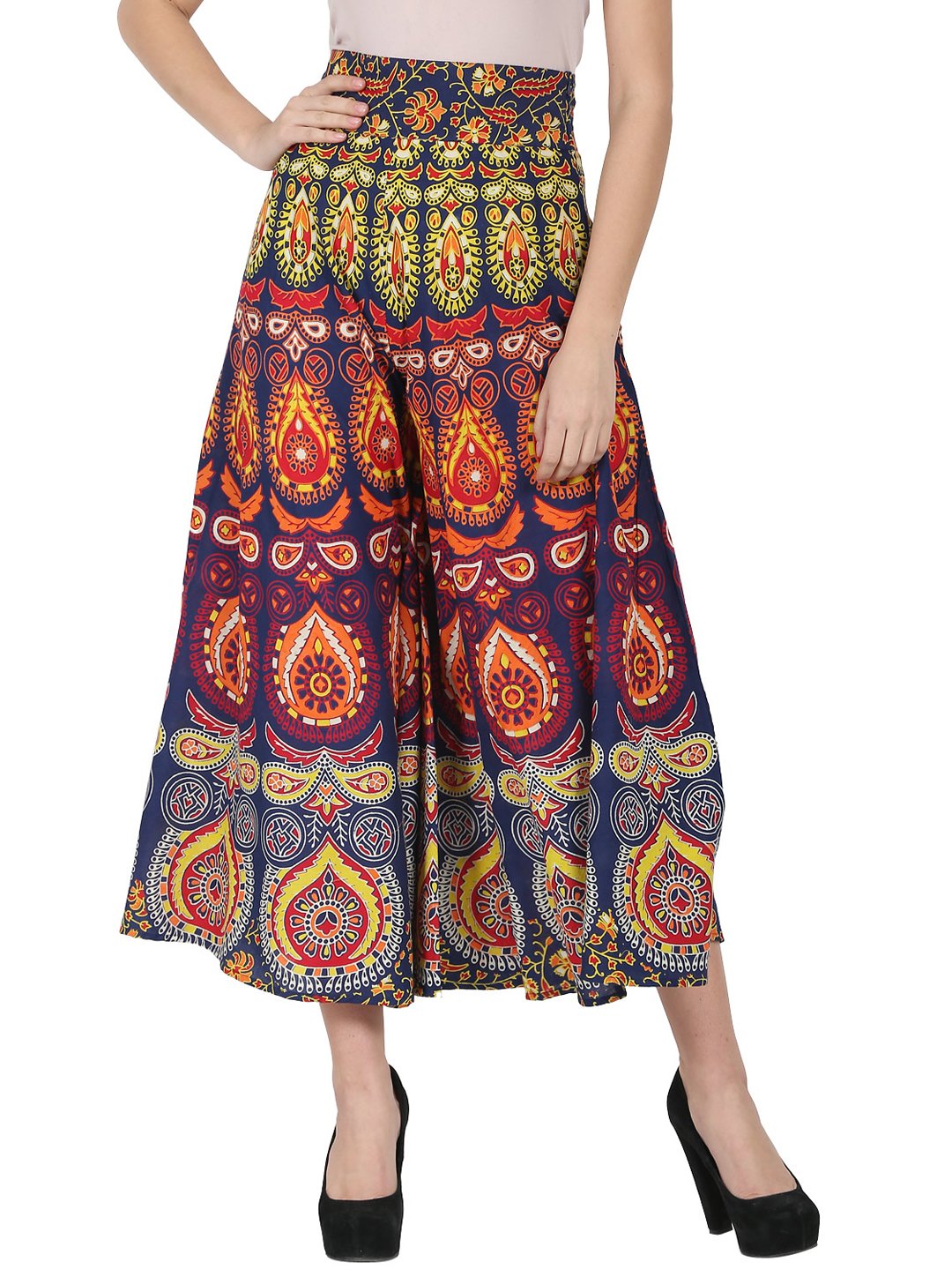 Multi Printed Ankle Length Cotton Flared Skirt | LASVINI - Redefining Indian Fashion with Elegance