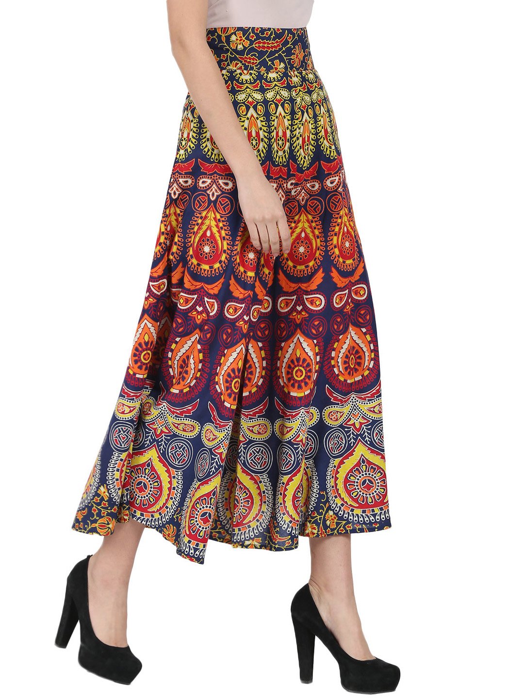 Multi Printed Ankle Length Cotton Flared Skirt | LASVINI - Redefining Indian Fashion with Elegance