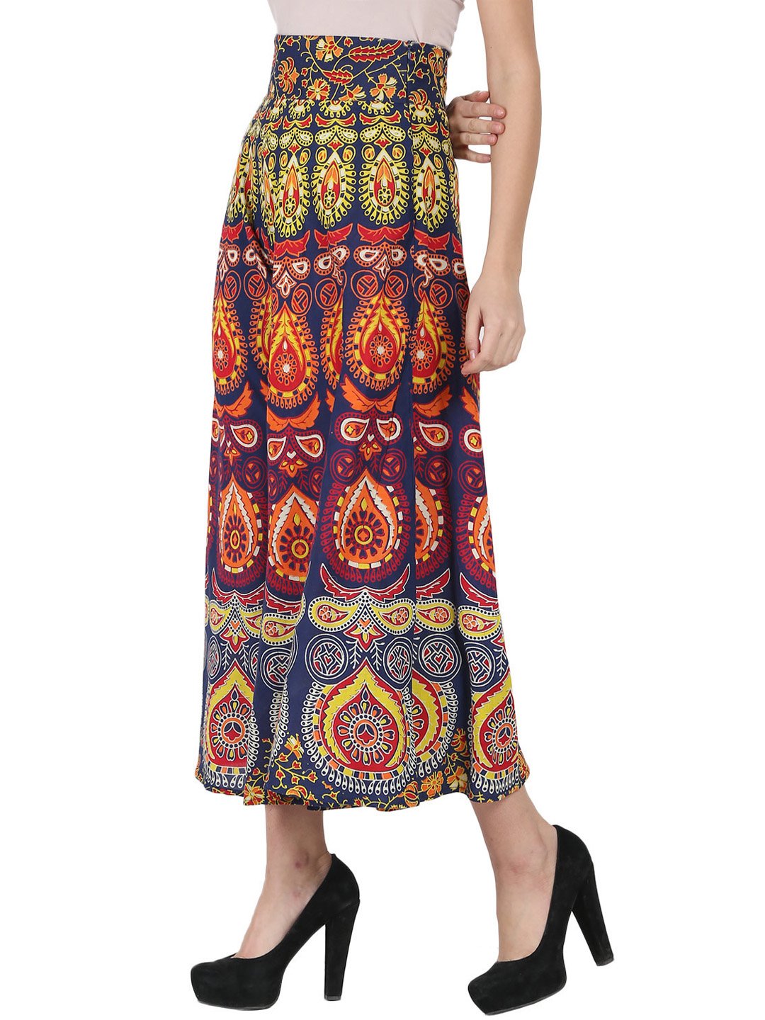 Multi Printed Ankle Length Cotton Flared Skirt | LASVINI - Redefining Indian Fashion with Elegance
