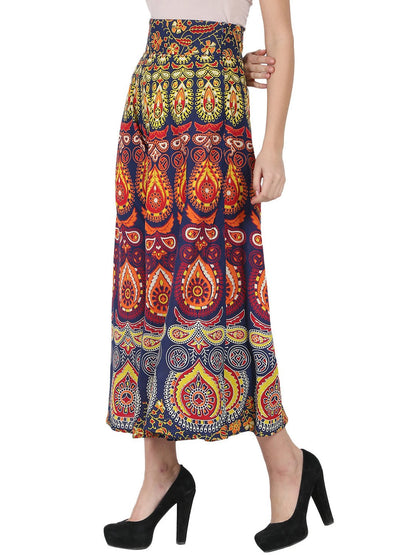 Multi Printed Ankle Length Cotton Flared Skirt | LASVINI - Redefining Indian Fashion with Elegance