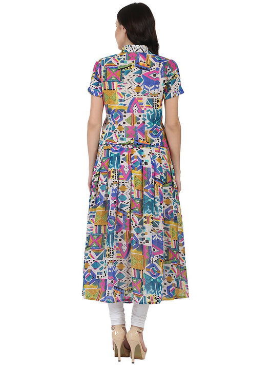 Multi Printed Half Sleeve Georgette Anarkali Kurta | LASVINI - Redefining Indian Fashion with Elegance