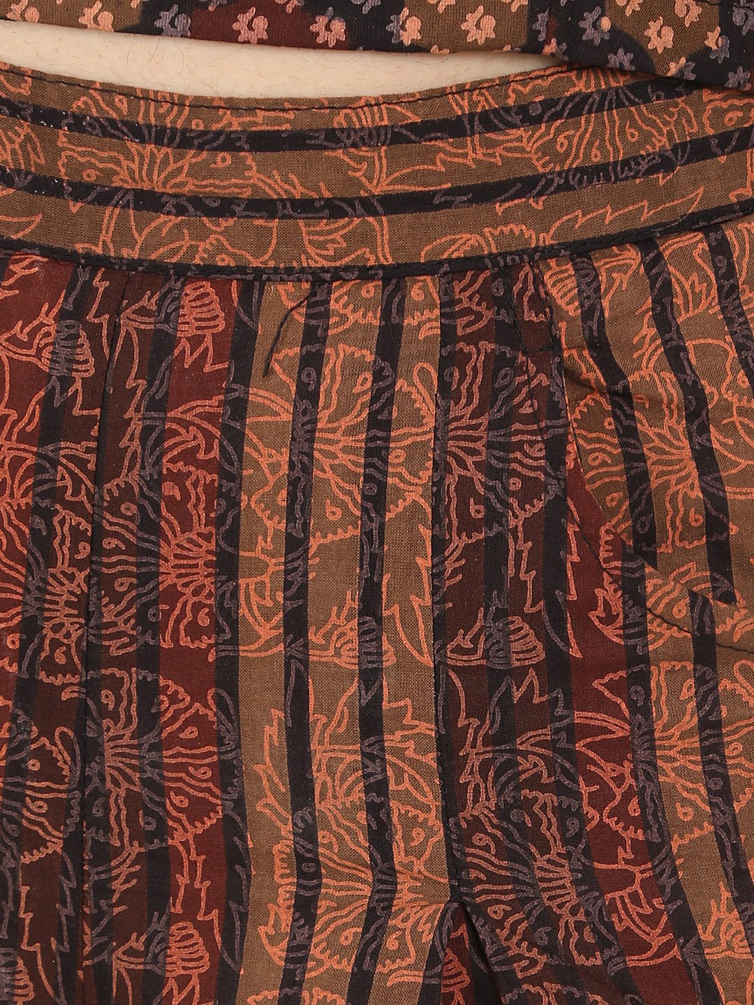 Brown Check Sleeveless Crop Top With Striped Calf Length Flared Palazzo | LASVINI - Redefining Indian Fashion with Elegance