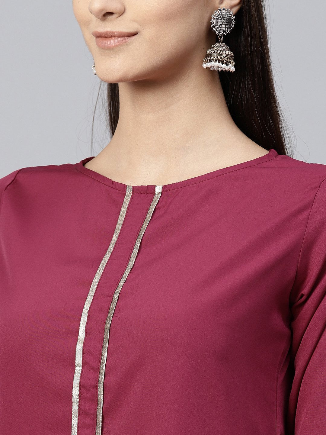 Pink Half Sleeve Crepe A-Line Kurta | LASVINI - Redefining Indian Fashion with Elegance