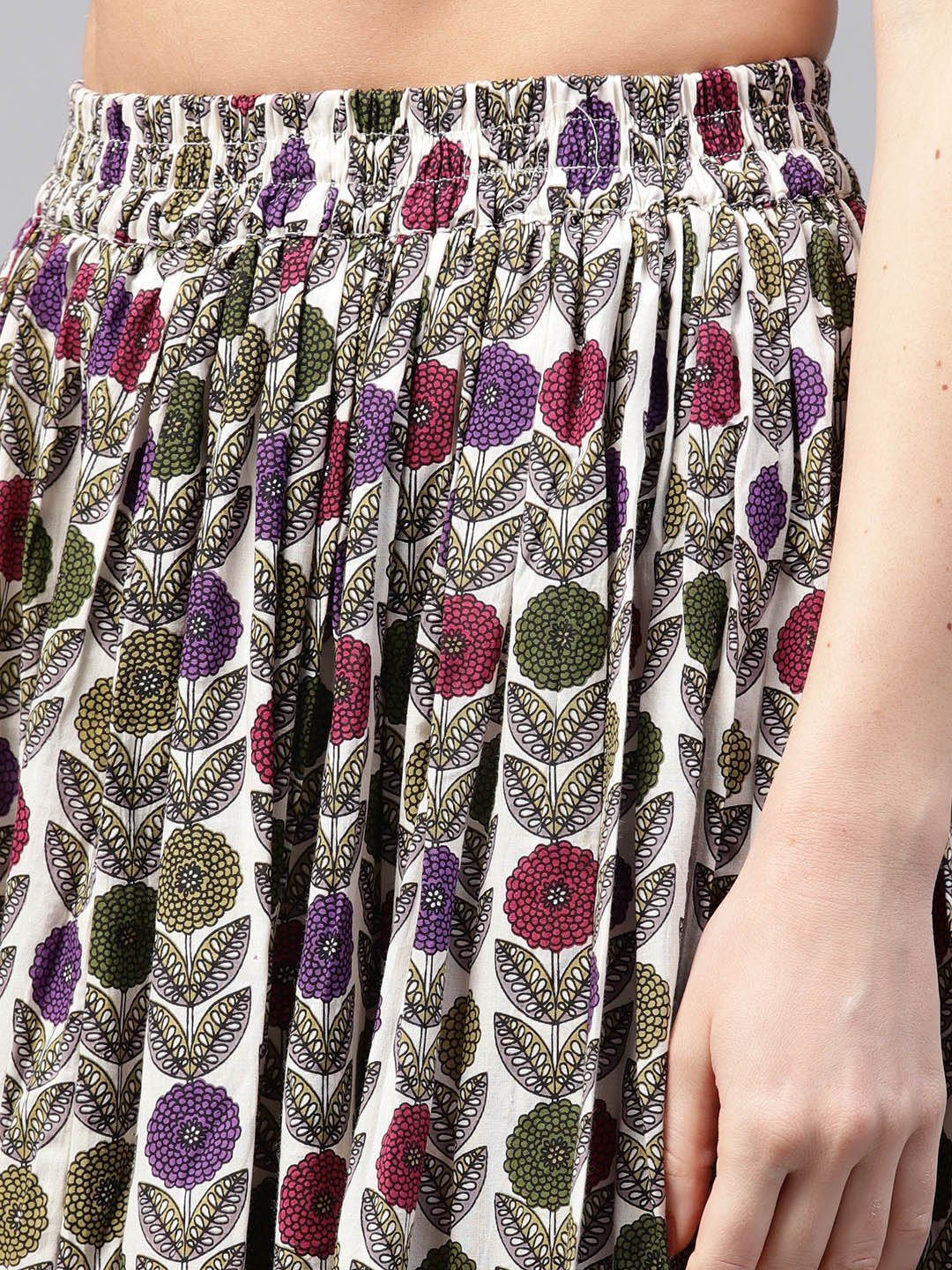 Grey 3/4Th Sleeve Cotton Kurta With Printed Ankle Length Palazzo | LASVINI - Redefining Indian Fashion with Elegance