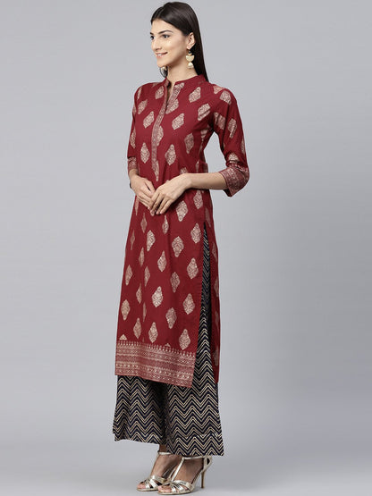 Red Printed 3/4Th Sleeve Cotton Kurta | LASVINI - Redefining Indian Fashion with Elegance