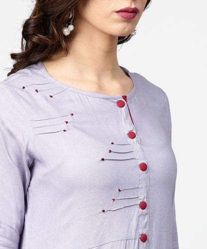 Blue 3/4Th Sleeve Rayon Straight Kurta | LASVINI - Redefining Indian Fashion with Elegance