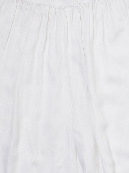 Black Printed 3/4Th Sleeve High Slit Cotton A-Line Kurta With Off White Palazzo | LASVINI - Redefining Indian Fashion with Elegance