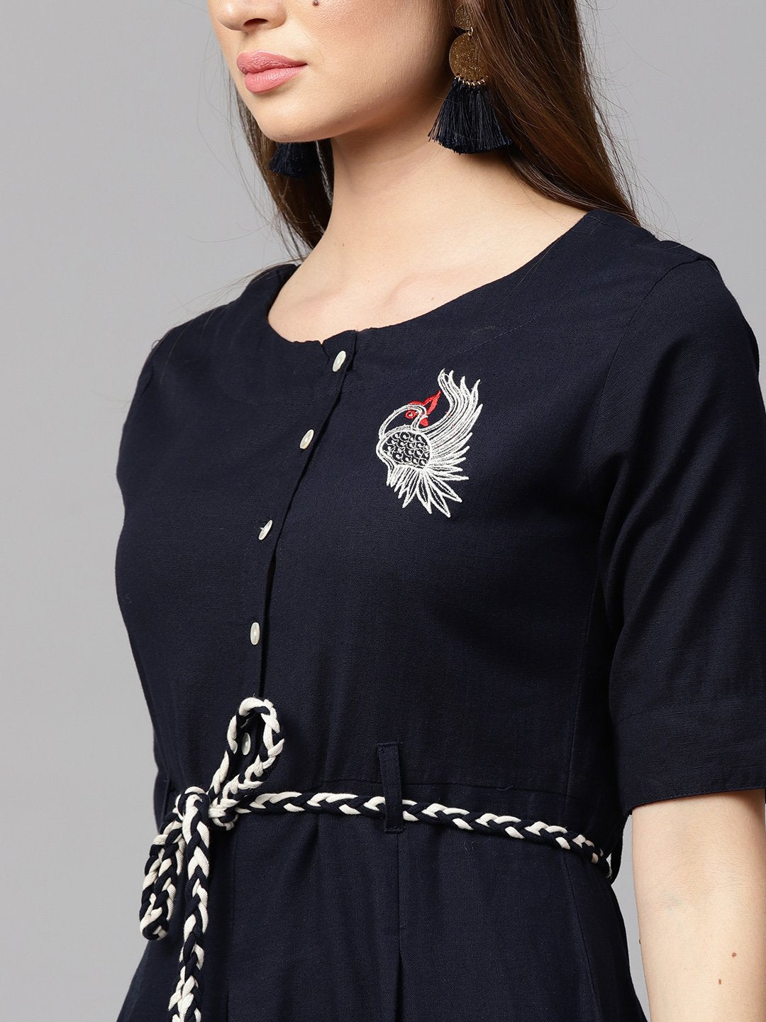 Blue Printed Half Sleeve Flex Anarkali Kurta | LASVINI - Redefining Indian Fashion with Elegance