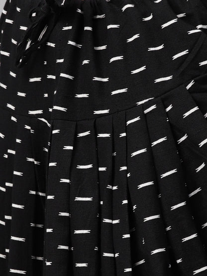 Black 3/4Th Sleeve Cotton Shirt With Black Printed Dhoti | LASVINI - Redefining Indian Fashion with Elegance