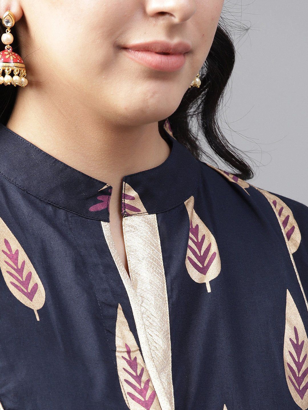 Black Printed Half Sleeve Cotton Kurta | LASVINI - Redefining Indian Fashion with Elegance