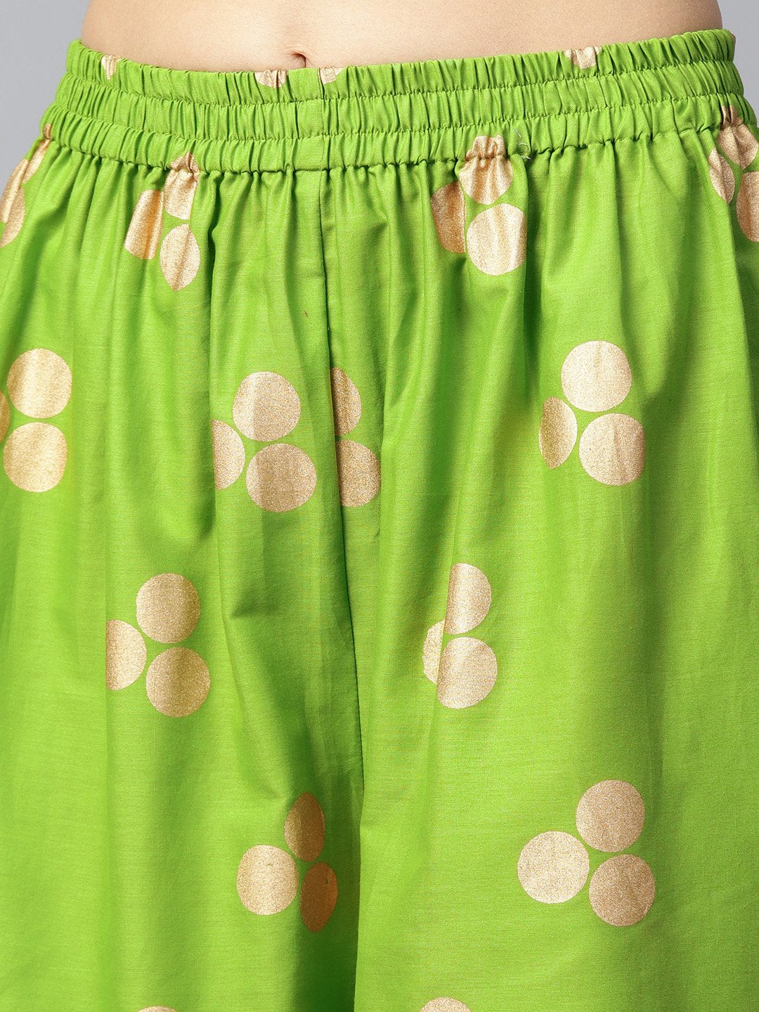 Green Printed Sleeveless Cotton Kurta With Green Printed Palazzo | LASVINI - Redefining Indian Fashion with Elegance