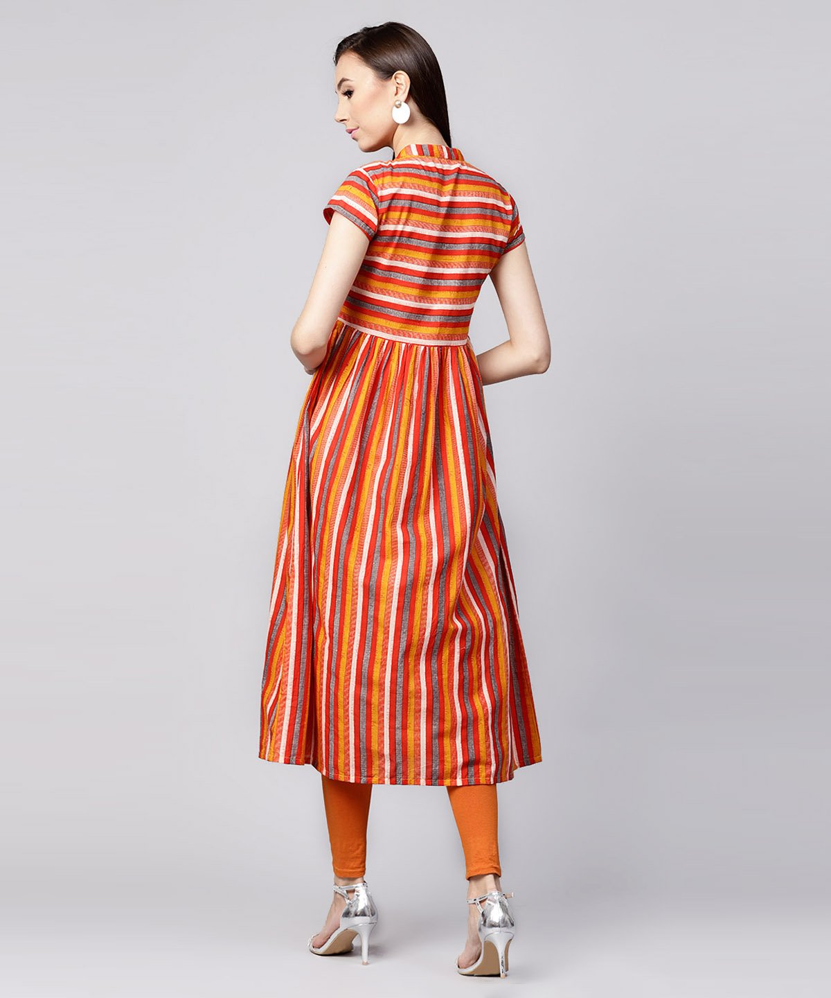 Mustard Yellow Cap Sleeve Cotton A-Line Kurta | LASVINI - Redefining Indian Fashion with Elegance