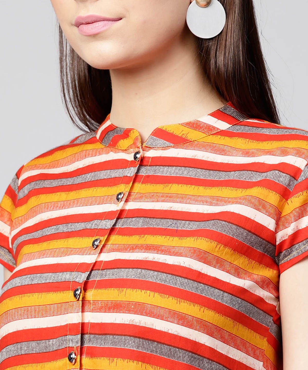 Mustard Yellow Cap Sleeve Cotton A-Line Kurta | LASVINI - Redefining Indian Fashion with Elegance