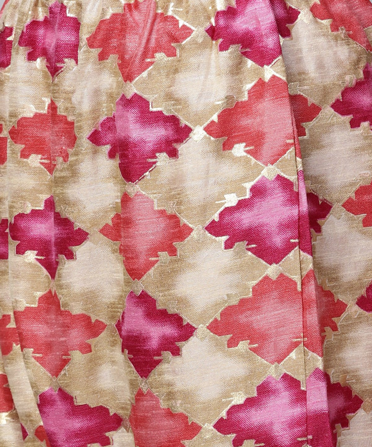 Red 3/4Th Sleeve Chanderi Printed Anarkali Kurta With Printed Palazzo | LASVINI - Redefining Indian Fashion with Elegance