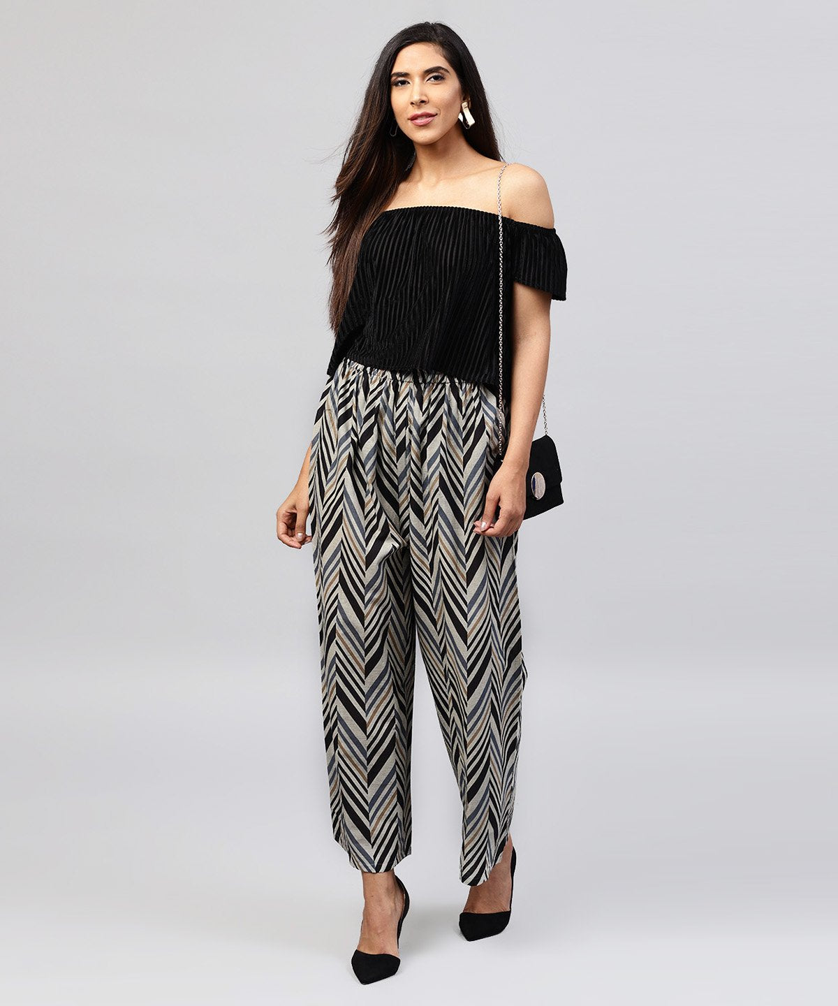 Blue Printed Cotton Ankle Length Straight Palazzo | LASVINI - Redefining Indian Fashion with Elegance