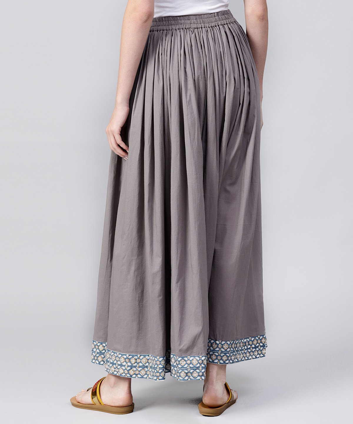 Grey Cotton Ankle Length Flared Skirt | LASVINI - Redefining Indian Fashion with Elegance