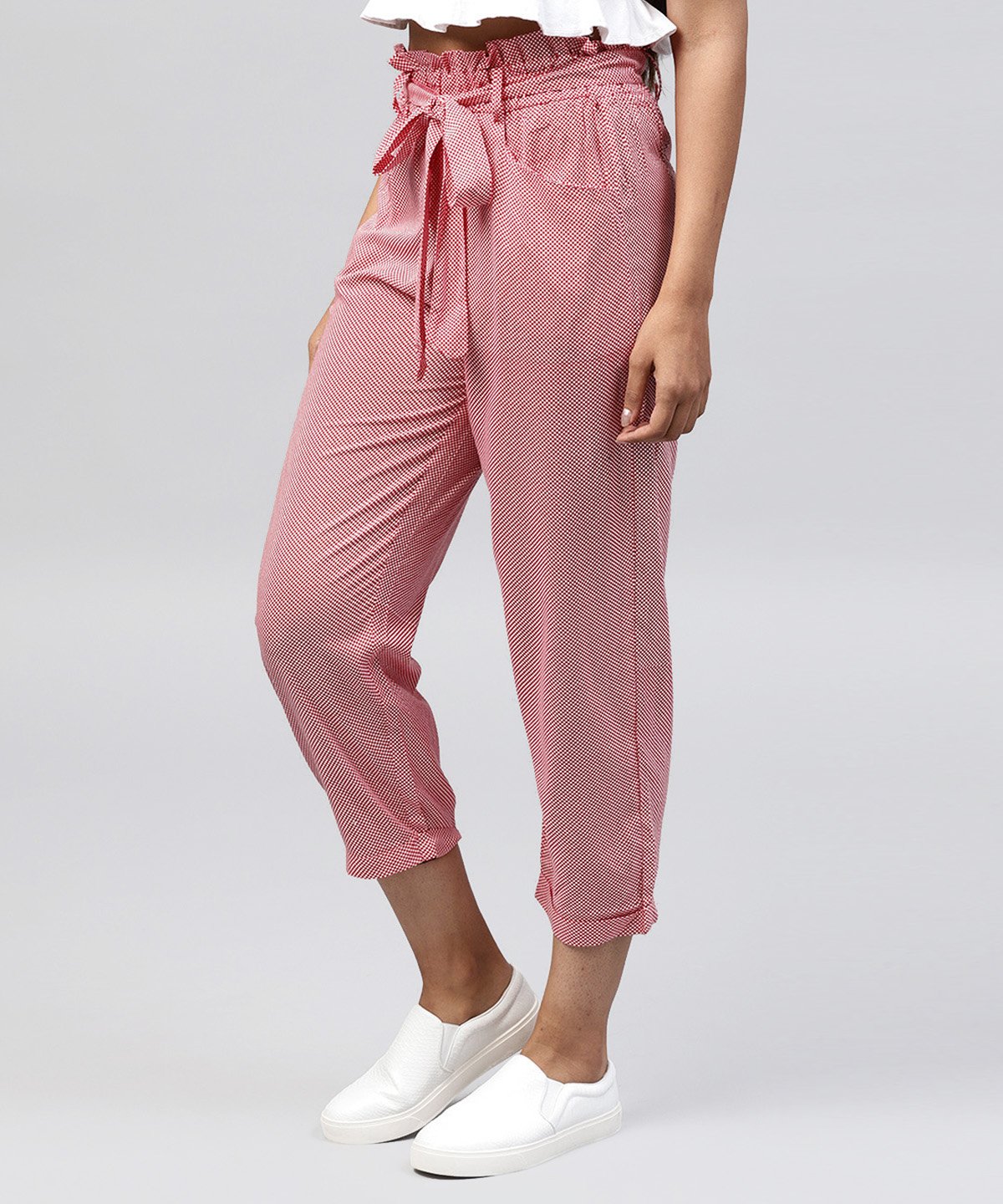 Peach Cotton Regular Fit Trouser With Belt | LASVINI - Redefining Indian Fashion with Elegance
