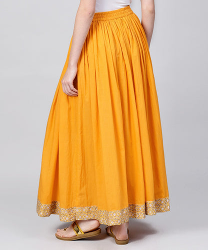 Yellow Ankle Length Cotton Flared Skirt | LASVINI - Redefining Indian Fashion with Elegance