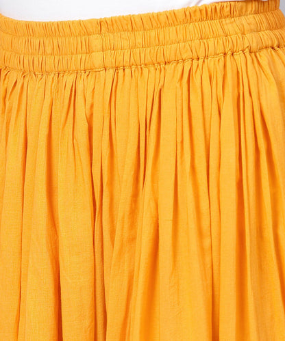 Yellow Ankle Length Cotton Flared Skirt | LASVINI - Redefining Indian Fashion with Elegance