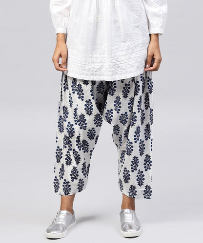 Blue Printed Ankle Length Cotton Salwar | LASVINI - Redefining Indian Fashion with Elegance