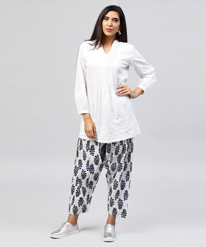 Blue Printed Ankle Length Cotton Salwar | LASVINI - Redefining Indian Fashion with Elegance