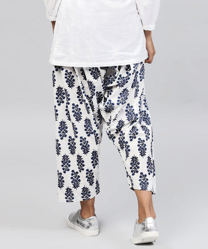 Blue Printed Ankle Length Cotton Salwar | LASVINI - Redefining Indian Fashion with Elegance