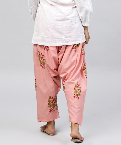Peach Printed Ankle Length Cotton Salwar | LASVINI - Redefining Indian Fashion with Elegance
