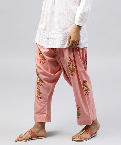 Peach Printed Ankle Length Cotton Salwar | LASVINI - Redefining Indian Fashion with Elegance
